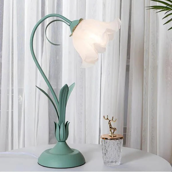 Vintage regulowana lampa stołowa w kształcie kwiatu