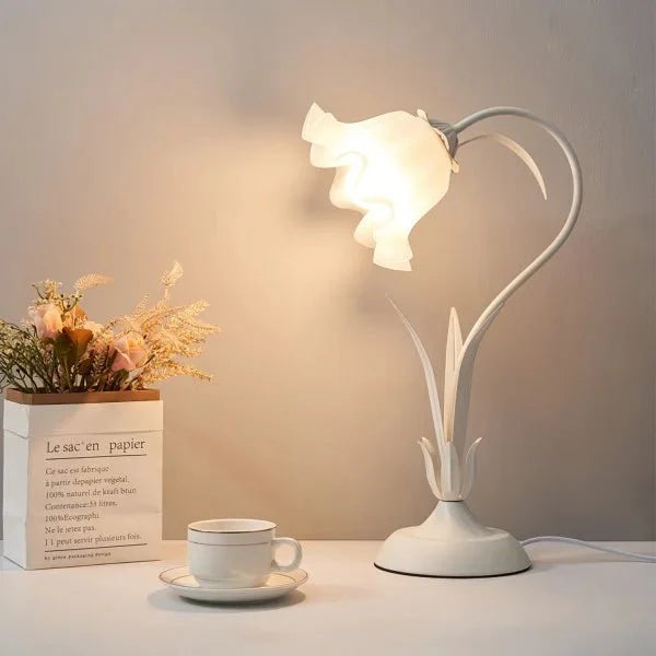 Vintage regulowana lampa stołowa w kształcie kwiatu