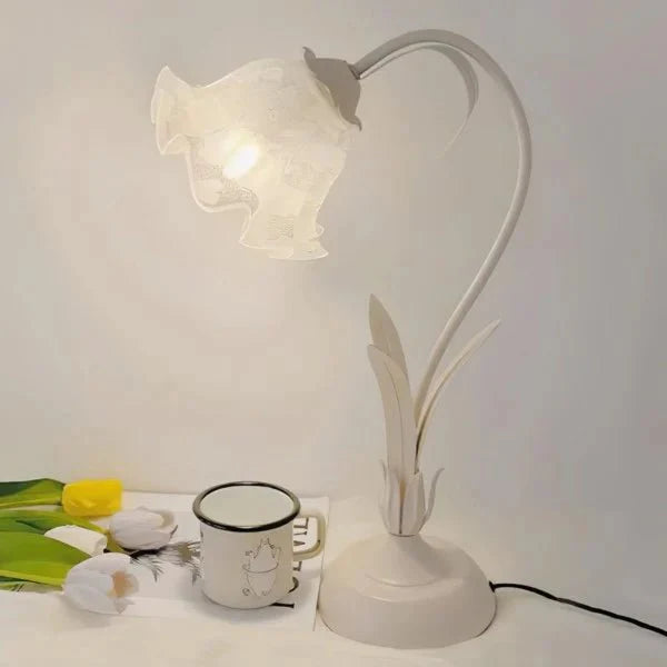 Vintage regulowana lampa stołowa w kształcie kwiatu