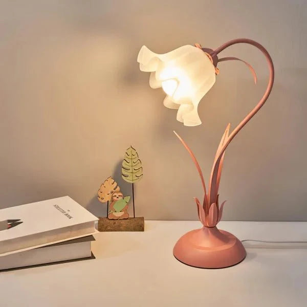 Vintage regulowana lampa stołowa w kształcie kwiatu