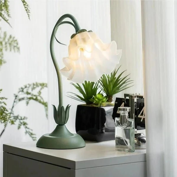 Vintage regulowana lampa stołowa w kształcie kwiatu