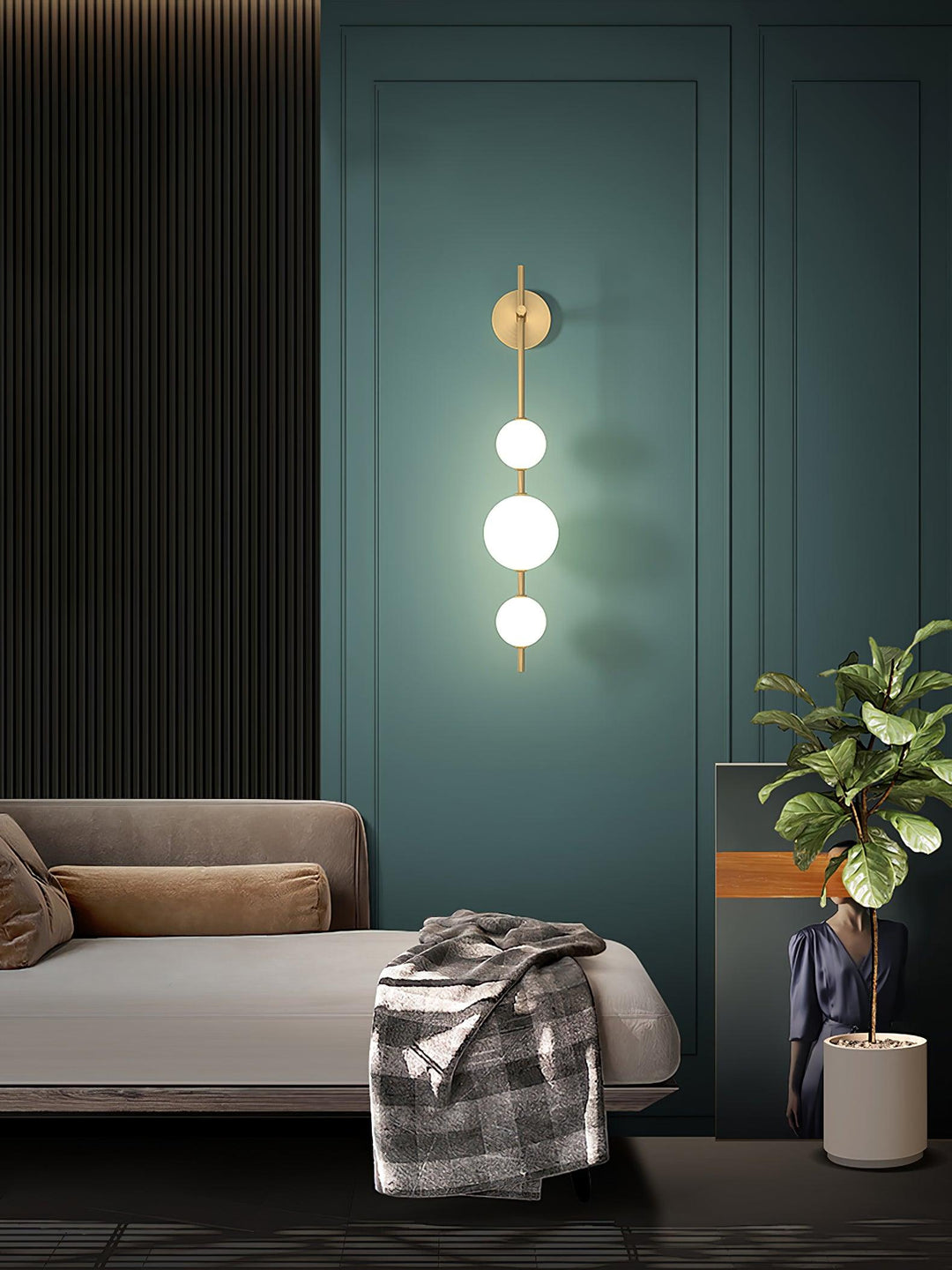 Pionowa Lampa Ścienna z Szklaną Kulą