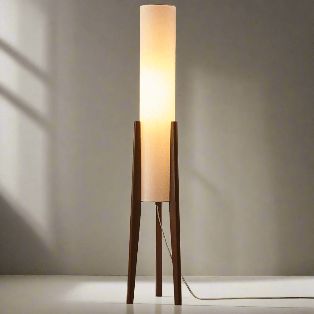 Lampa podłogowa z orzecha - sztuka z litego drewna